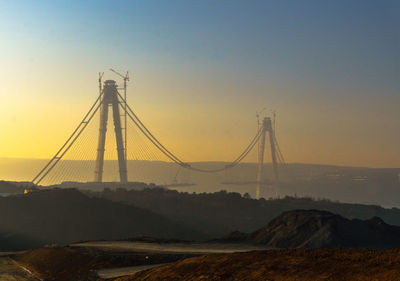 View of bridge over calm sea