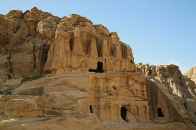 Low angle view of rock formations