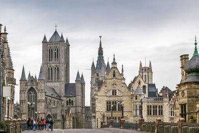 View of historic center of ghent from bridge, belgium