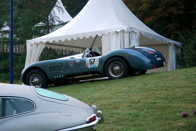 Vintage car on field