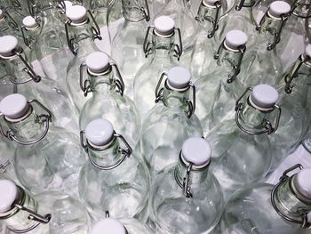 High angle view of glasses on table