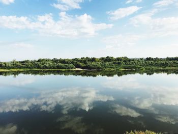 Scenic view of lake against sky