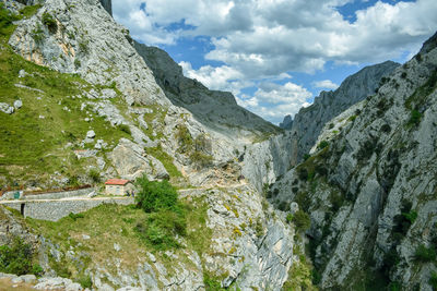 Panorama of mountain landscape in cares trekking route, asturias