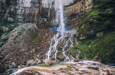 Scenic view of waterfall in forest