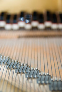 Close-up of piano strings