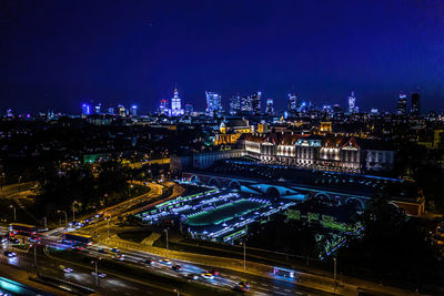 Aerial view of old buildings, castlescity of warsaw. and architecture in the old town in warsaw. 