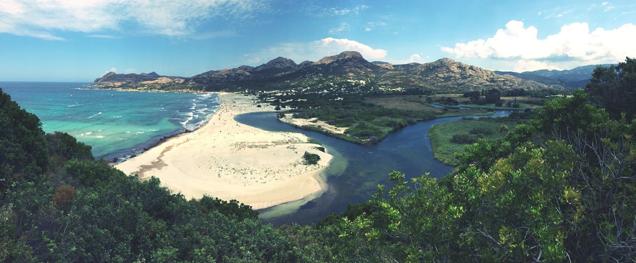 sea, water, beauty in nature, scenics, tranquil scene, sky, nature, tranquility, blue, mountain, idyllic, coastline, day, high angle view, beach, cloud - sky, cloud, remote, horizon over water, outdoors