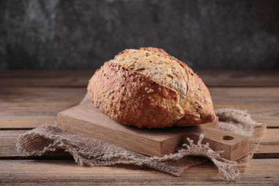 Fresh baked whole grain bread with flax seeds