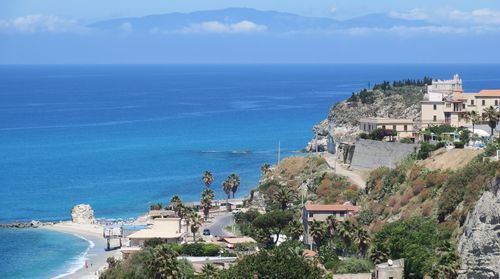 High angle view of town on beach