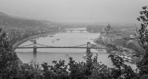 High angle view of bridge over river in city