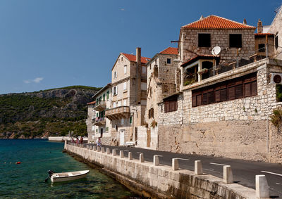 Traditional stone houses in komiza, island vis, croatia.