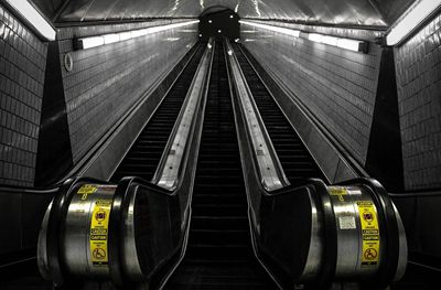 Low angle view of escalator