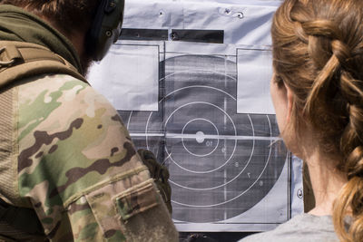 Shooting target for training hunter with rifle gun. check hitting the target