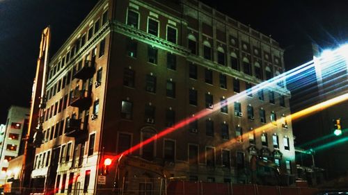 Illuminated buildings at night