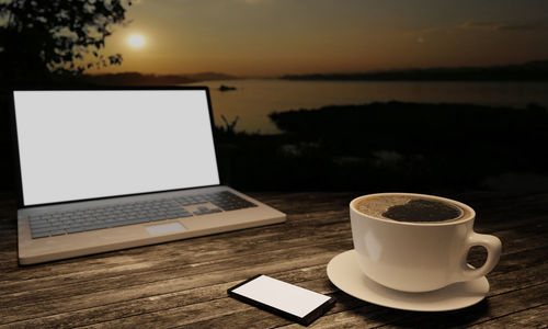 Coffee cup on table