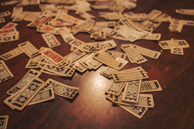 Traditional chinese card game on table