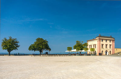 Panoramic view of trees against blue sky