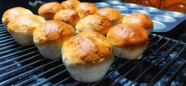 High angle view of meat on barbecue grill