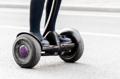 Close-up of toy car on street