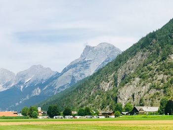 Scenic view of mountains against sky