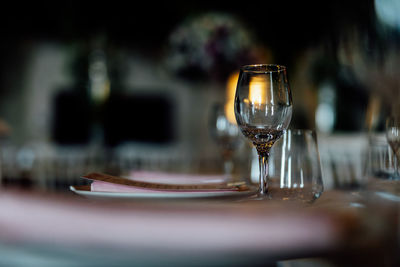 Luxury table settings for christmas day,fine dining with glassware and plates. 
