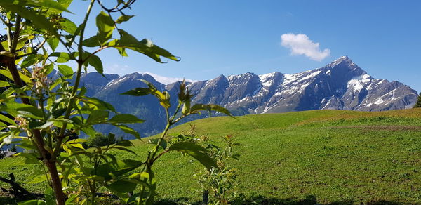 Scenic view of mountains against sky