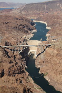 Aerial view of hoover dam and bridge