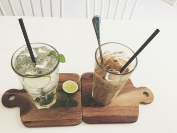 Close-up of drinks on table