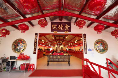 View of ceiling of temple