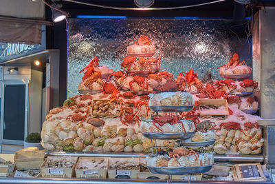 Various food for sale at market stall