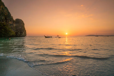 Scenic view of sunset over sea