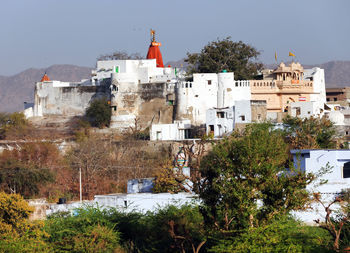 Exterior of temple against clear sky