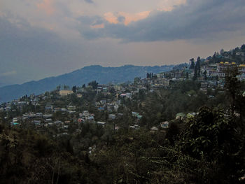 High angle view of townscape against sky