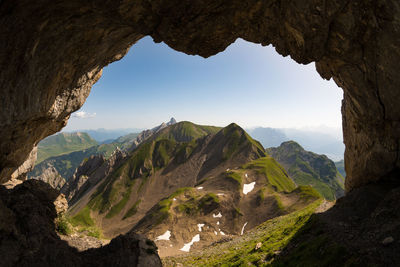 Scenic view of mountains against sky