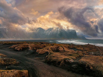 Wonderful picturesque scene near stokksnes cape in iceland.