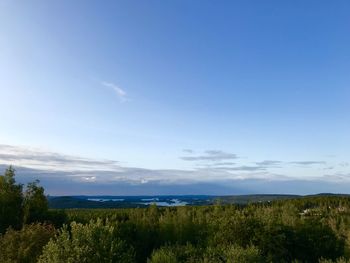 Scenic view of landscape against blue sky