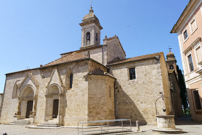 Low angle view of historic building against clear sky