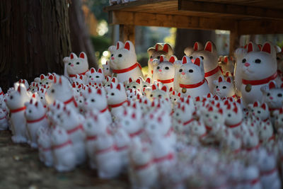 Close-up of christmas decorations on table