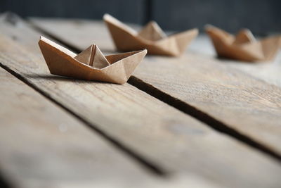 Close-up of paper boat