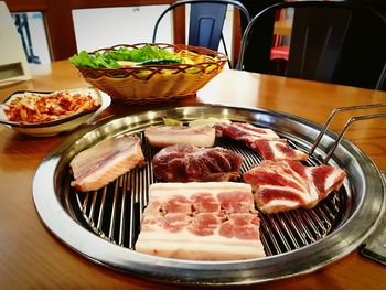 Close-up of food on table