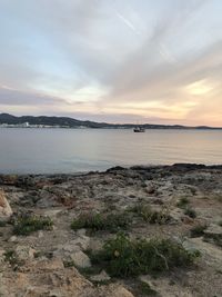 Scenic view of sea against sky during sunset