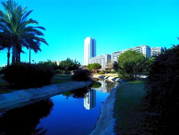 Reflection of buildings in water