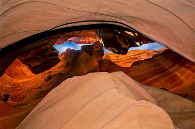 Low angle view of rock formations