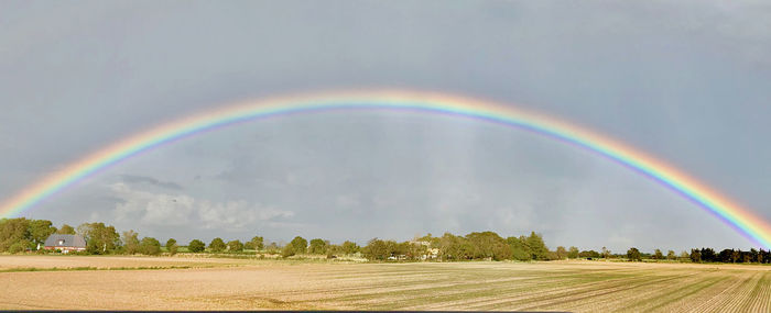 Scenic view of rainbow against sky