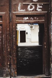 Closed door of old building