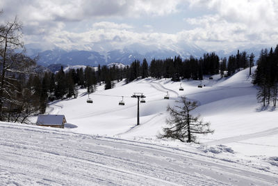 Scenic view of snow covered landscape against sky