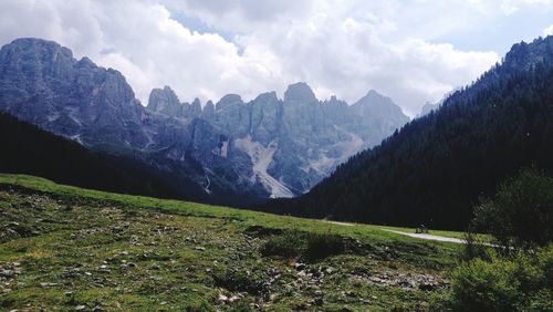 Scenic view of mountains against sky