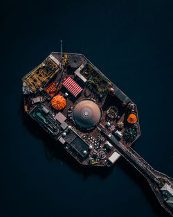 Aerial view of amusement park in sea