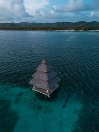 Gazebo amidst sea