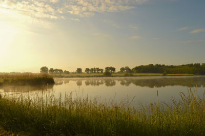 Scenic view of lake against sky